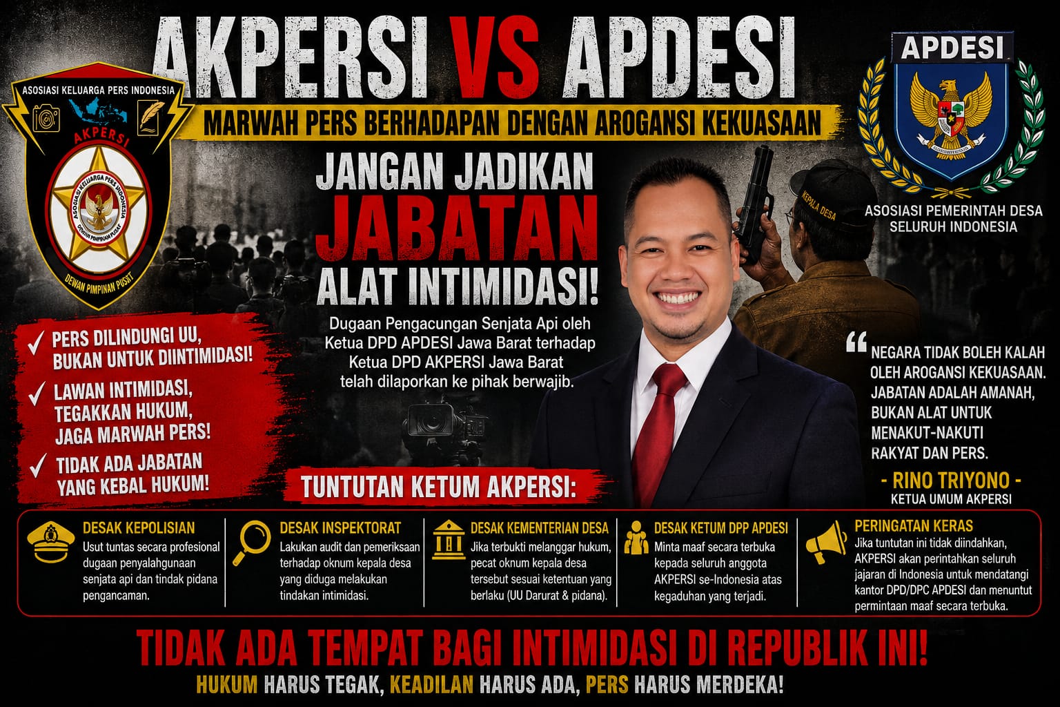 *Ketua Umum AKPERSI: “Jangan Ada Kesan Kebal Hukum, Kami Akan Kawal Sampai Tuntas”*