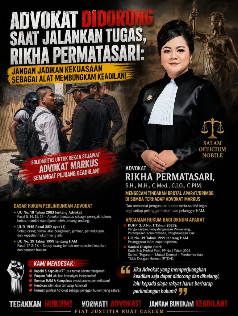 DIDORONG SAAT BELA RAKYAT, RIKHA PERMATASARI JANGAN JADIKAN KEKUASAAN ALAT BUNGKAM KEADILAN!