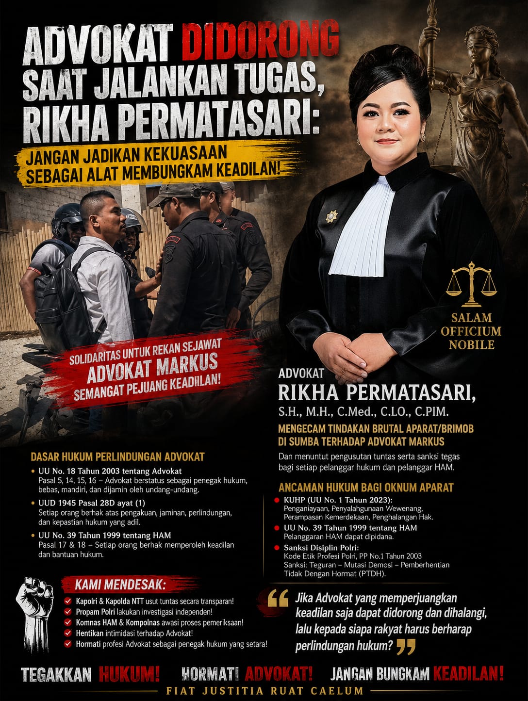 DIDORONG SAAT BELA RAKYAT, RIKHA PERMATASARI JANGAN JADIKAN KEKUASAAN ALAT BUNGKAM KEADILAN!