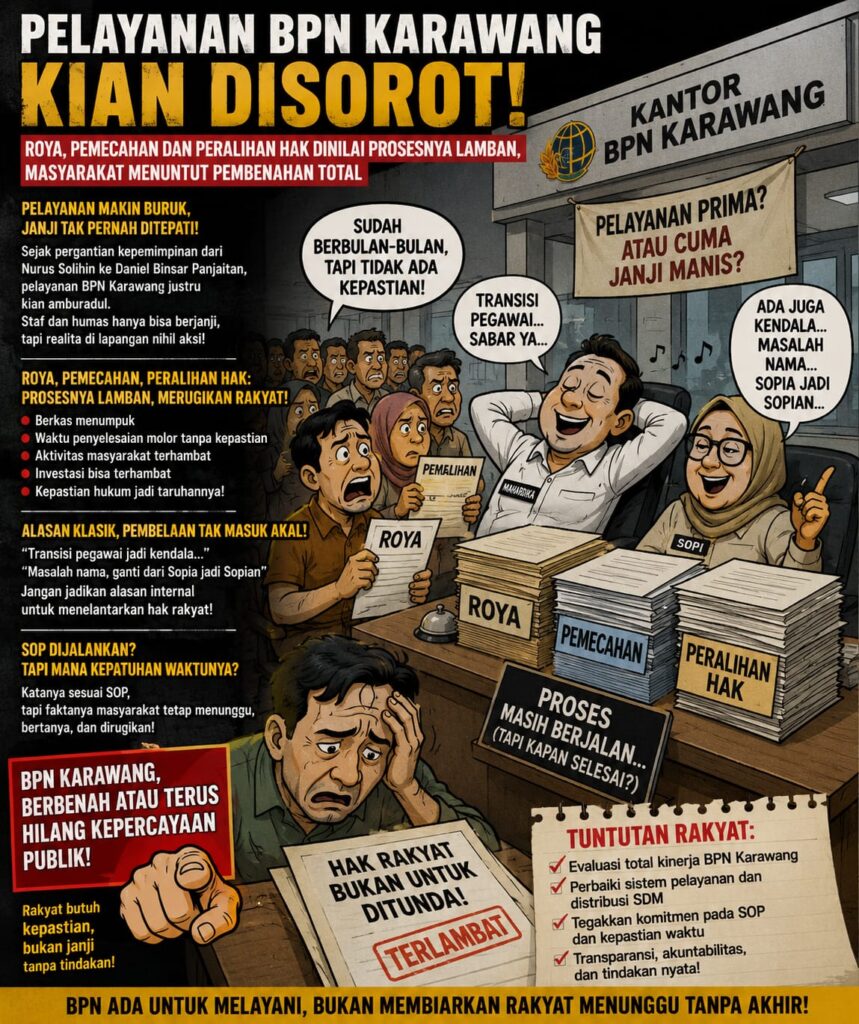PELAYANAN BPN KARAWANG KIAN DISOROT, MASYARAKAT PERTANYAKAN KOMITMEN REFORMASI BIROKRASI