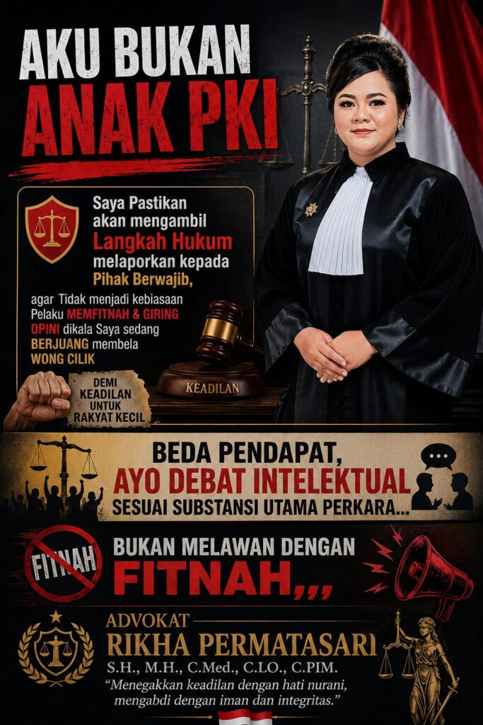 Purnawirawan KOWAD Sekaligus Advokat Keluarkan Somasi Terbuka: Tak Terima Dituduh “Anak PKI” Tanpa Bukti