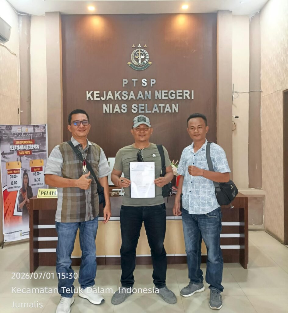 LSM Elang Mas Resmi Serahkan Lapdu Dugaan Fiktif Anggaran Pemeliharaan Bangunan Gedung Kantor Dinas Pertanian TA 2024 di Kejari Nias Selatan