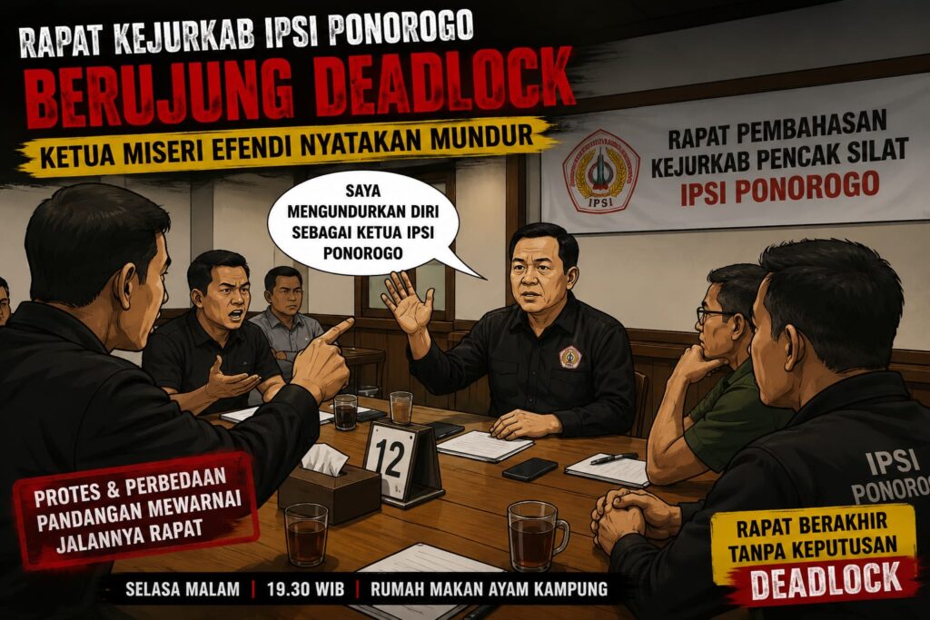 Rapat Kejurkab IPSI Ponorogo Berujung Deadlock ,Ketua Miseri Efendi Nyatakan Mundur Di Tengah Forum