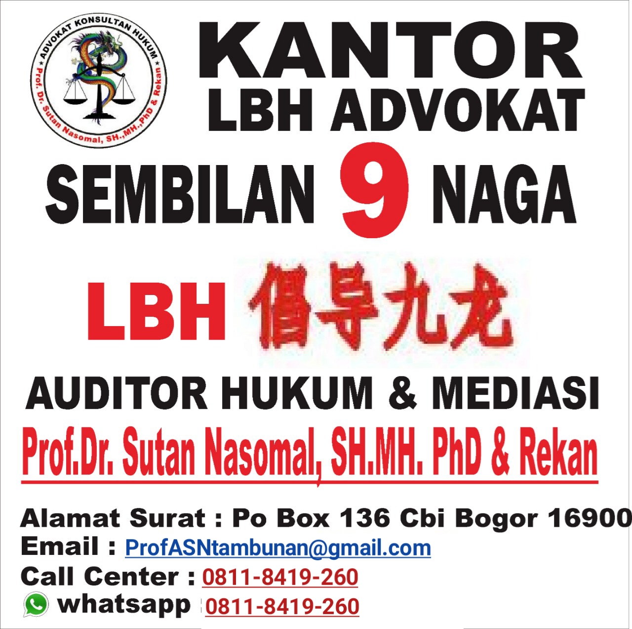 Kantor LBH Advokat Sembilan Naga Hadir, Tawarkan Layanan Auditor Hukum dan Mediasi