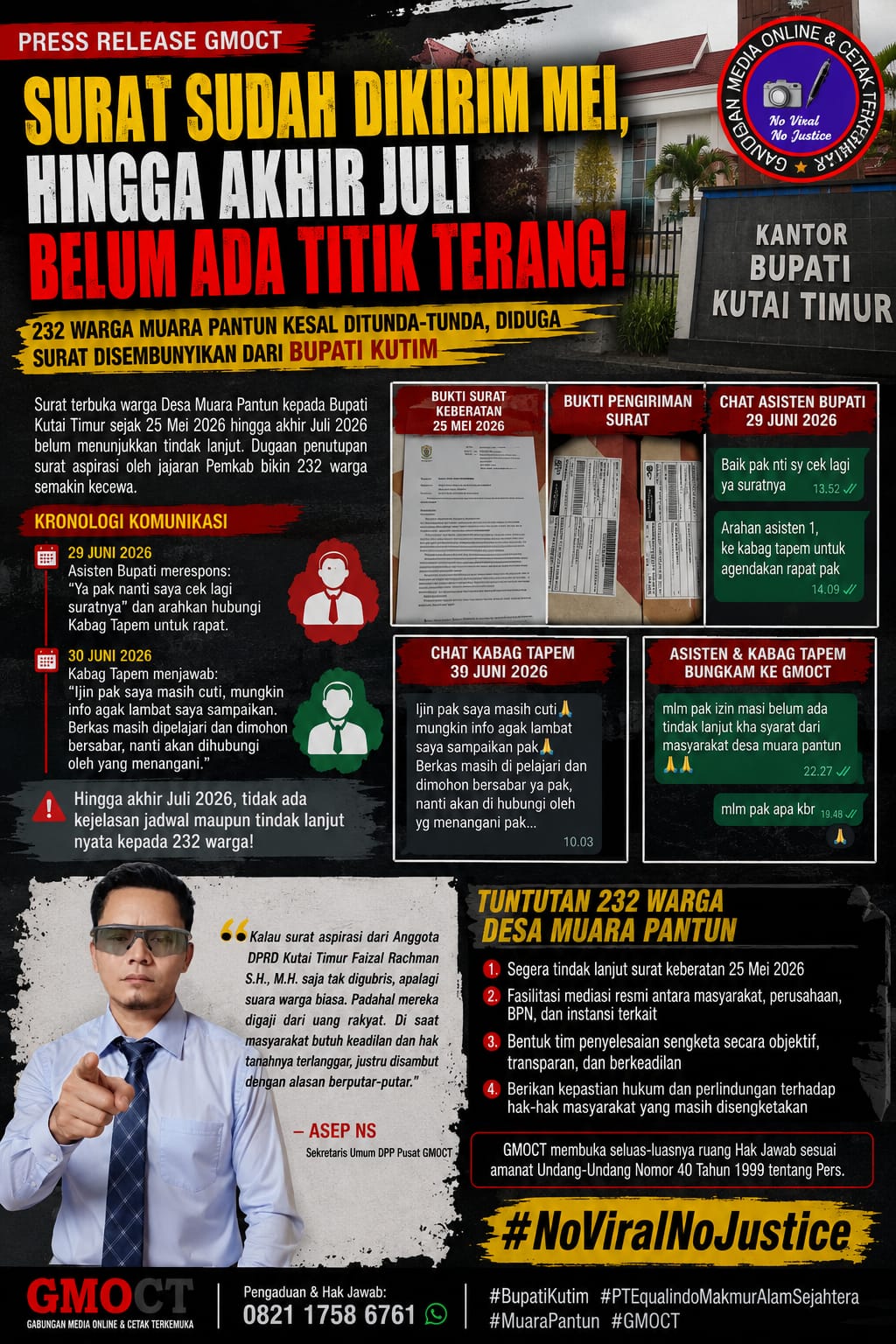 Surat Sudah Dikirim Mei, Hingga Akhir Juli Belum Ada Titik Terang: 232 Warga Muara Pantun Kesal Ditunda-Tunda, Diduga Surat Disembunyikan dari Bupati Kutim