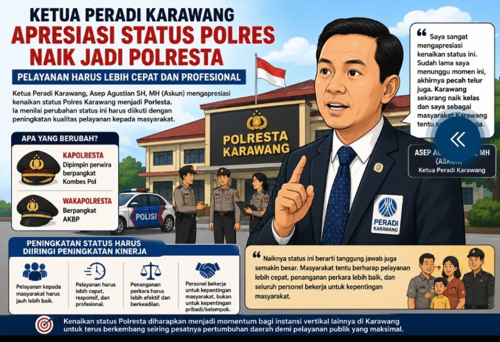 Ketua Peradi Karawang Apresiasi Status Polres Naik Jadi Polresta, Ingatkan Pelayanan dan Penegakan Hukum Harus Lebih Profesional