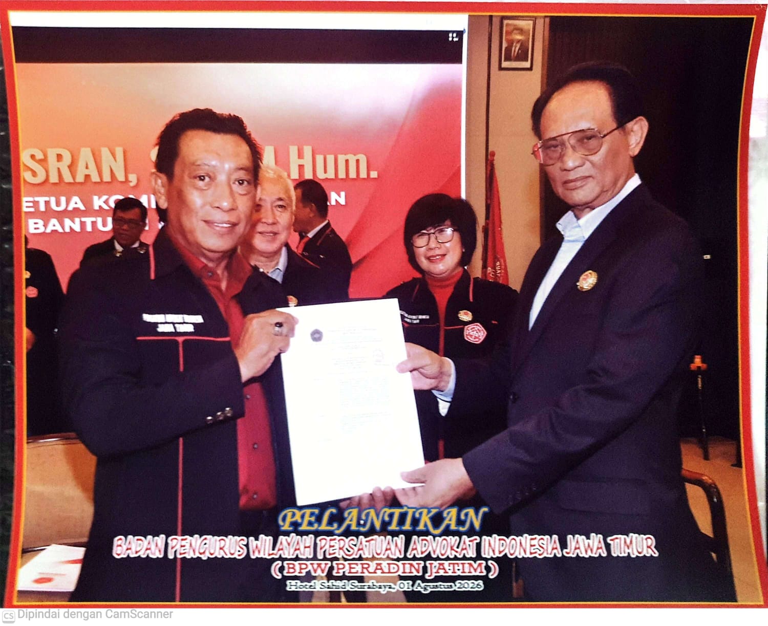 Hasran Resmi Jabat Ketua Komisi V BPW Peradin Jatim 2026-2029,Siap Perkuat Pengabdian Dan Bantuan Hukum Bagi Masyarakat