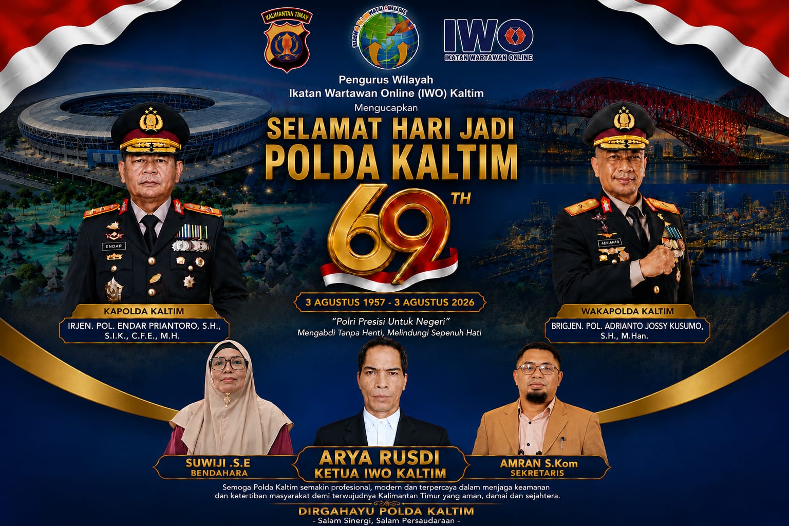 PW IWO Kaltim Ucapkan Selamat HUT ke-69 Polda Kaltim, Soroti Pentingnya Sinergi Polisi dan Media