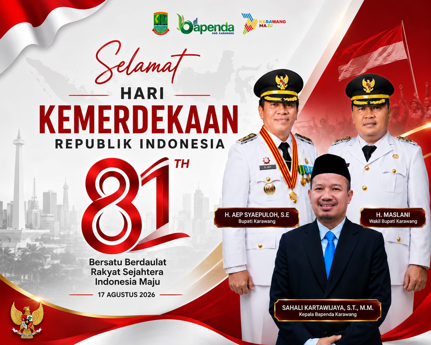 Bapenda Meningkatkan Pelayanan, Dalam Menyambut Hut Kemerdekaan RI ke-81, Bersatu, Berdaulat Rakyat Sejahtera, Indonesia Maju