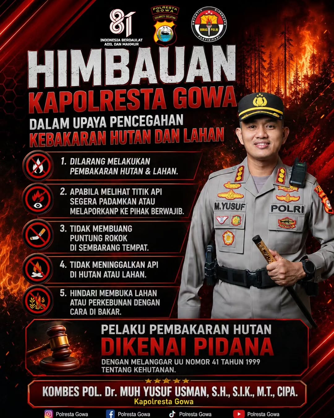 Kapolresta Gowa: Buka Lahan Jangan Dibakar, Keselamatan Lingkungan Tanggung Jawab Bersama