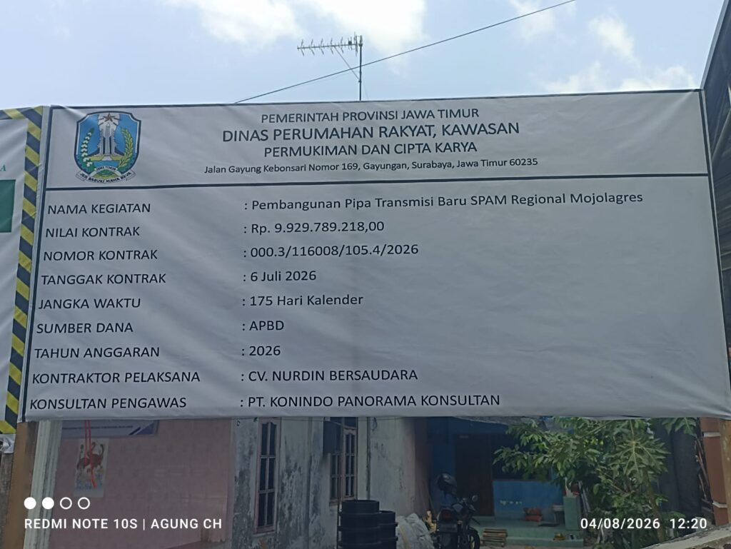 Proyek SPAM Mojolagres, Kredibilitas CV Nurdin Bersaudara dan PT Konindo Panorama Konsultan Dipertanyakan Publik