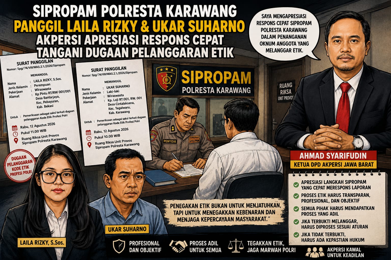 Sipropam Polresta Karawang Bergerak, Dua Saksi Diperiksa Terkait Dugaan Pelanggaran Etik