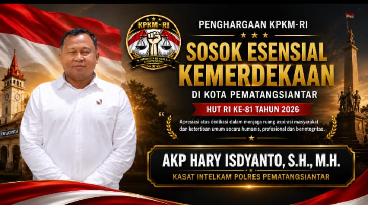 Penghargaan KPKM-RI: AKP Hary Isdyanto Dinobatkan sebagai Sosok Esensial Kemerdekaan di Kota Pematangsiantar