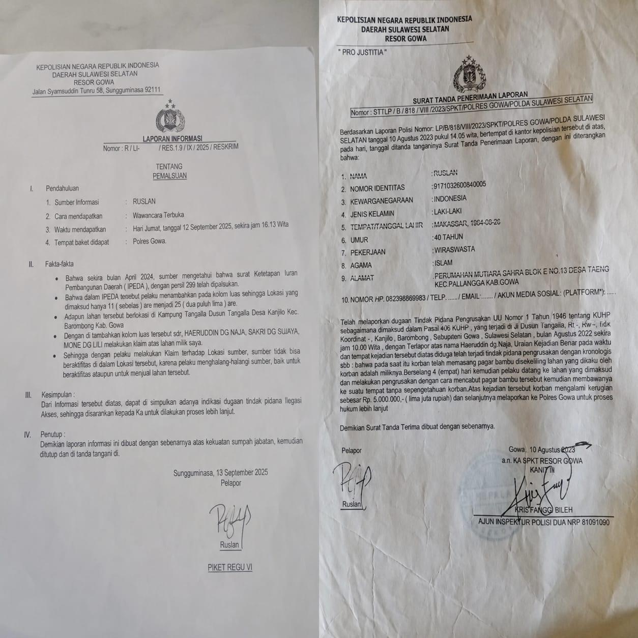 Hampir 3 Tahun Tertahan, Dua Laporan Sengketa Lahan di Barombong Gowa Belum Selesai, Warga Minta Intervensi Kapolri