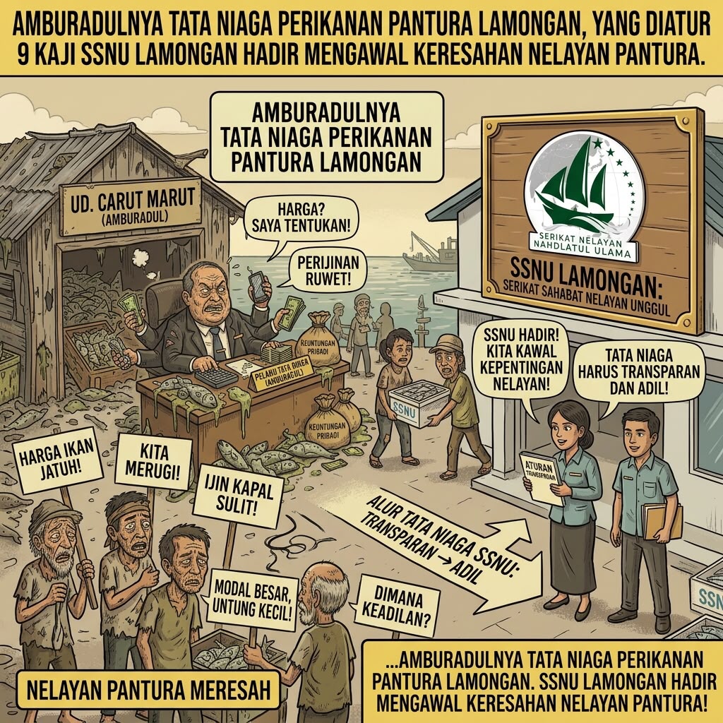 Amburadulnya Tata Niaga perikanan Pantura Lamongan. Serikat Nelayan NU Lamongan Hadir Mengawal Keresahan Nelayan Pantura