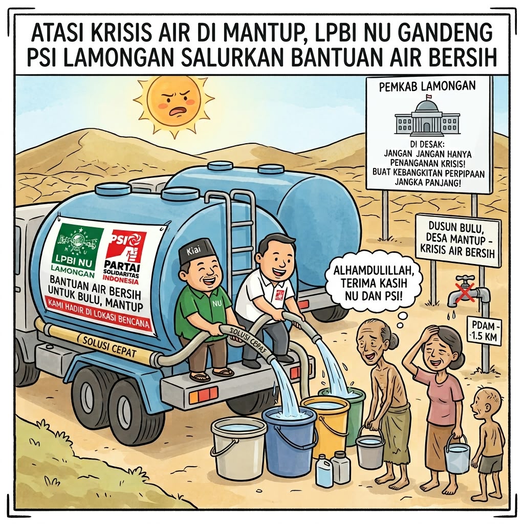 Atasi Krisis Air Di Mantup ,LPBI NU Gandeng PSI Lamongan Salurkan Bantuan Air Bersih