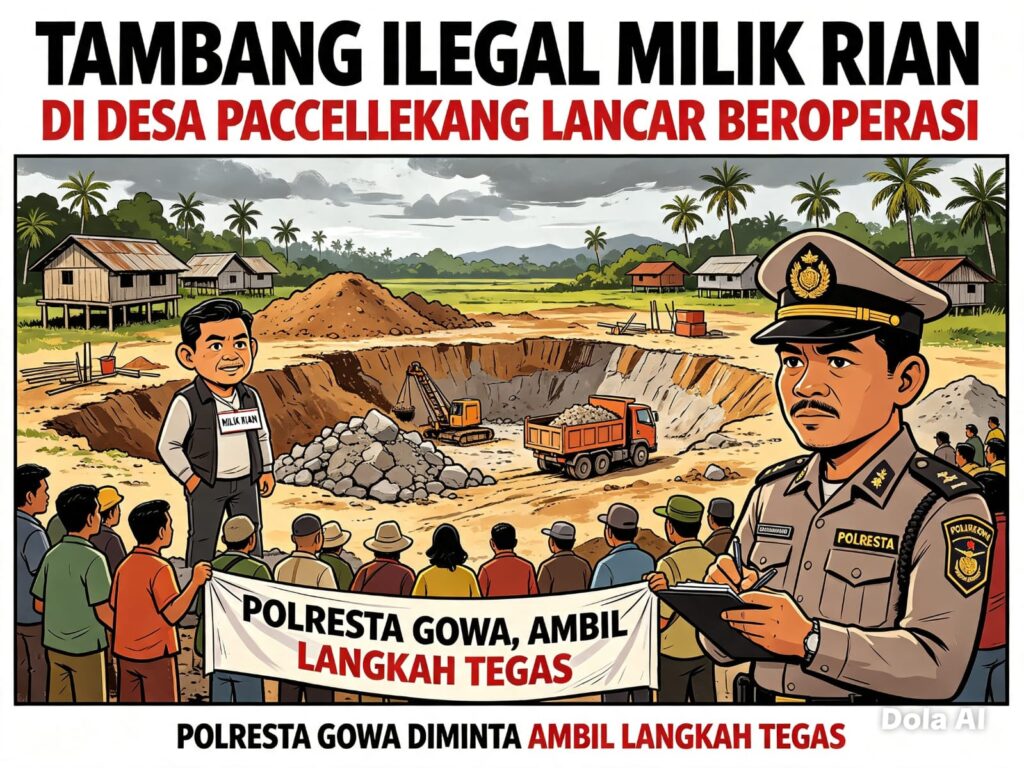 Tambang Diduga Ilegal Milik Rian Di Desa Paccellekang Lancar Beroperasi, Tipidter Polresta Gowa Diminta Ambil Langkah Tegas