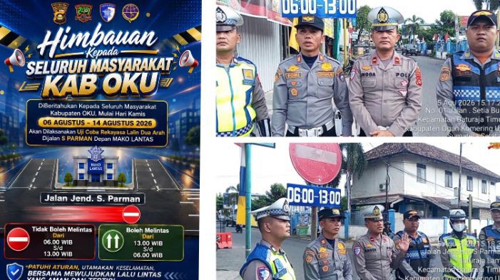 Uji Coba Rekayasa Lalu Lintas di Jalan: jendral S.Parman Dimulai 6 Agustus, Dishub dan Satlantas Polres OKU Ajak Masyarakat Tertib Berkendara