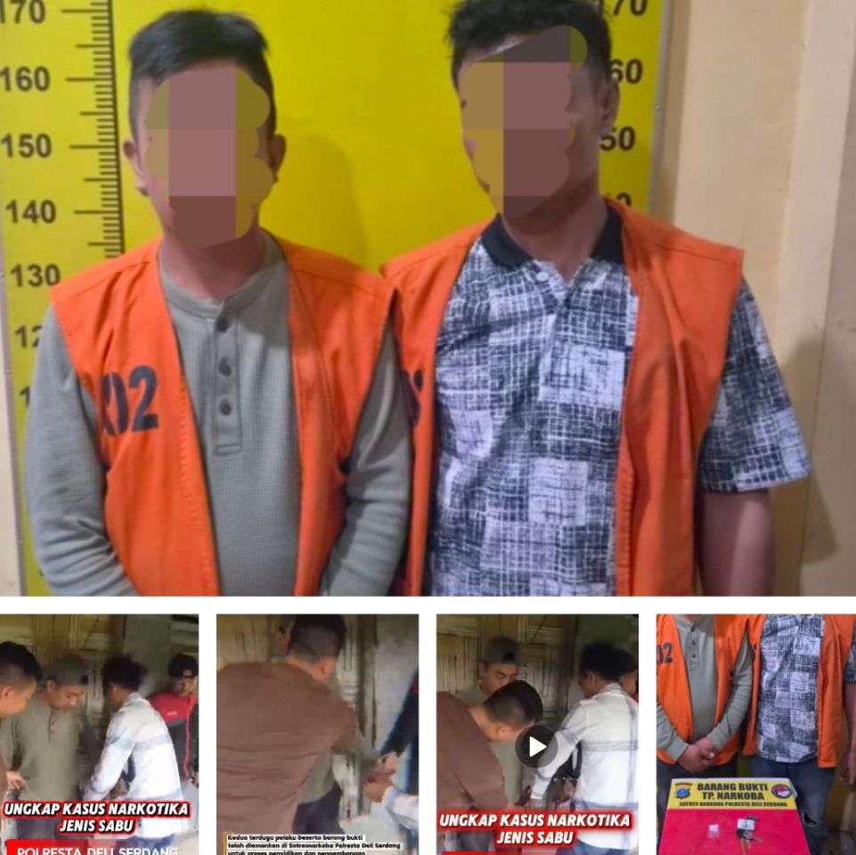 Simpan Shabu di Kantong Celana, 2 Warga Sergai Ditangkap Sat Narkoba Polresta Deli Serdang