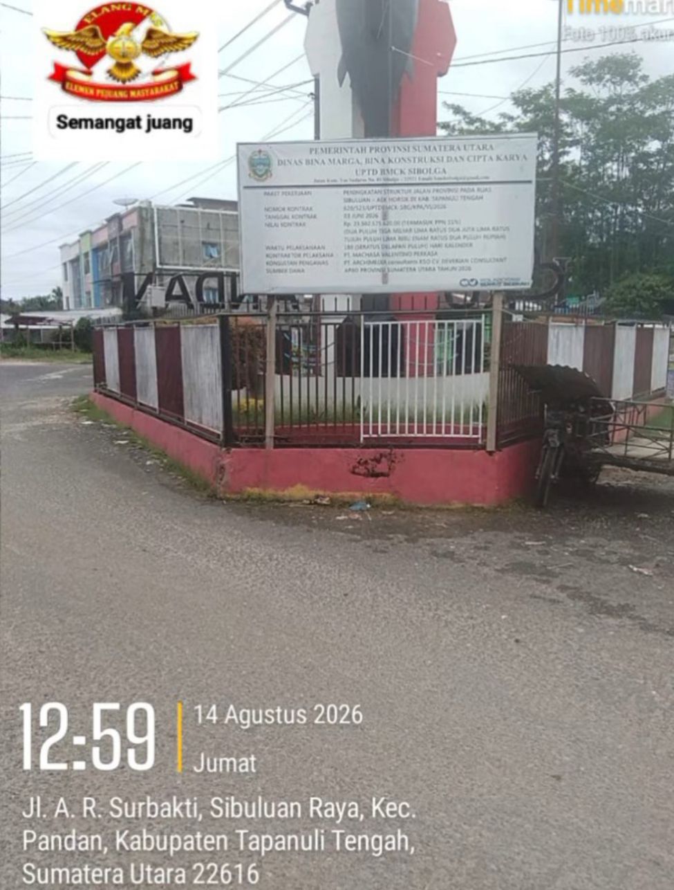 Sibolga,Kamis 14 Agustus 2026-Elang Mas News.com)-Diduga  PT MVP Kerjakan Pengaspalan Sibuluan- Aek Horsik Sebesar Rp 23,5 M Tidak Sesuai RAB, Pekerja Tidak Menggunakan Safety