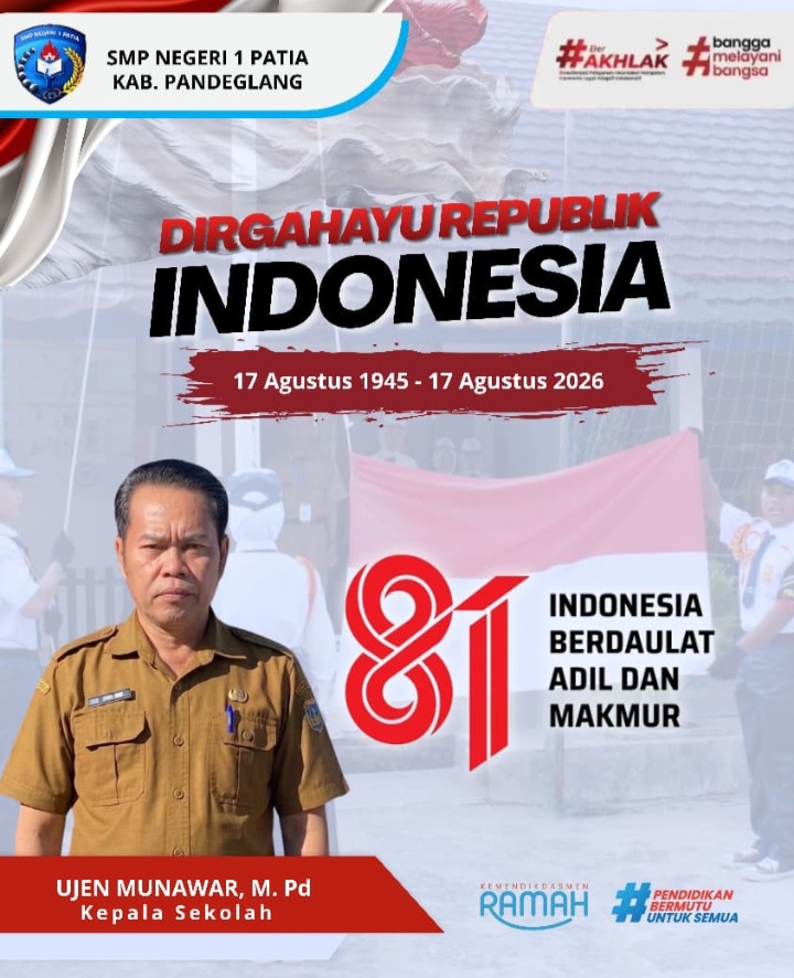 Kepala SMP Negeri 1 Patia Sampaikan Ucapan Dirgahayu Republik Indonesia ke-81