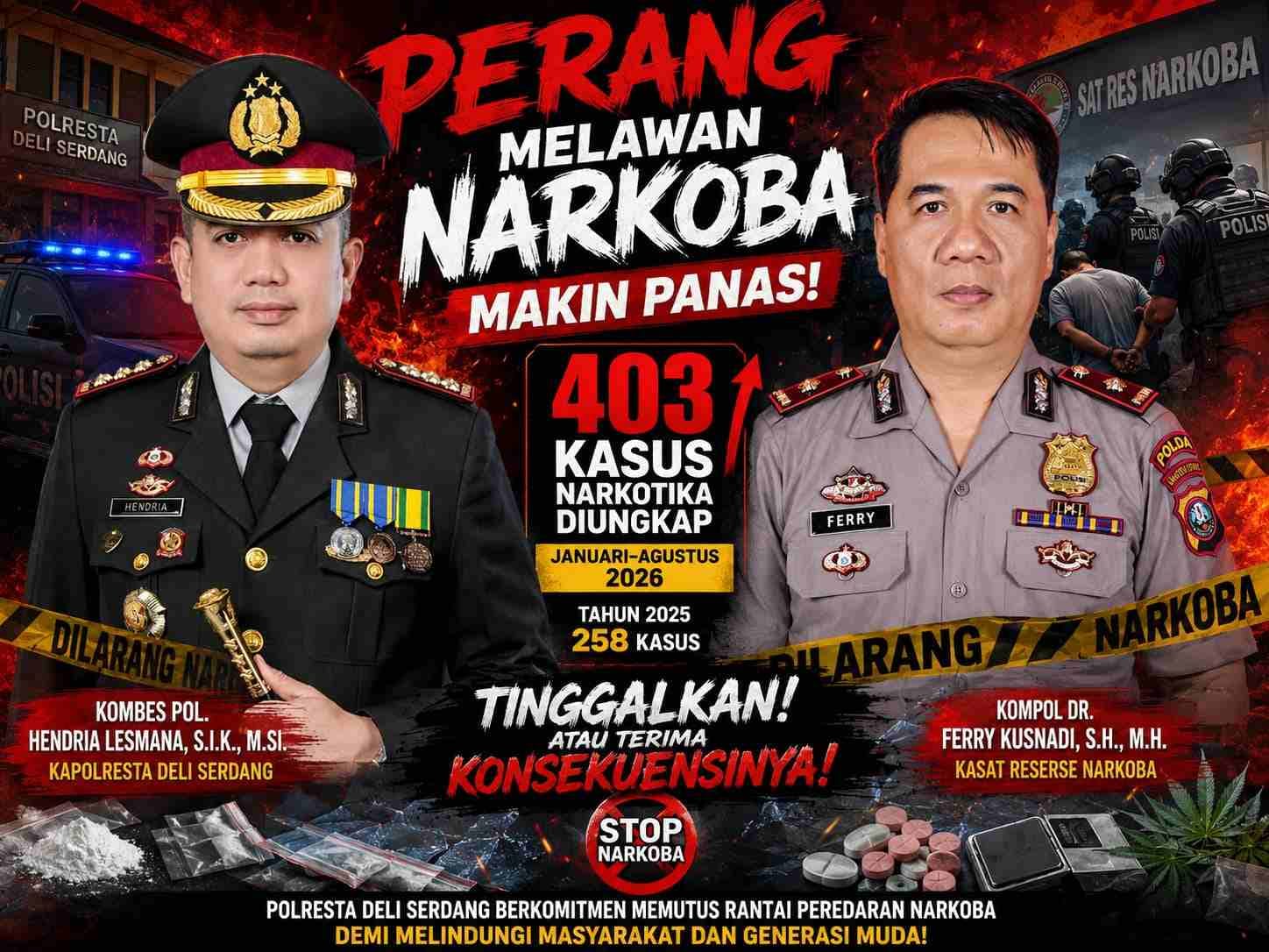 403 Kasus Narkoba Dibongkar, Polresta Deli Serdang Tegaskan Tak Ada Ampun bagi Pengedar
