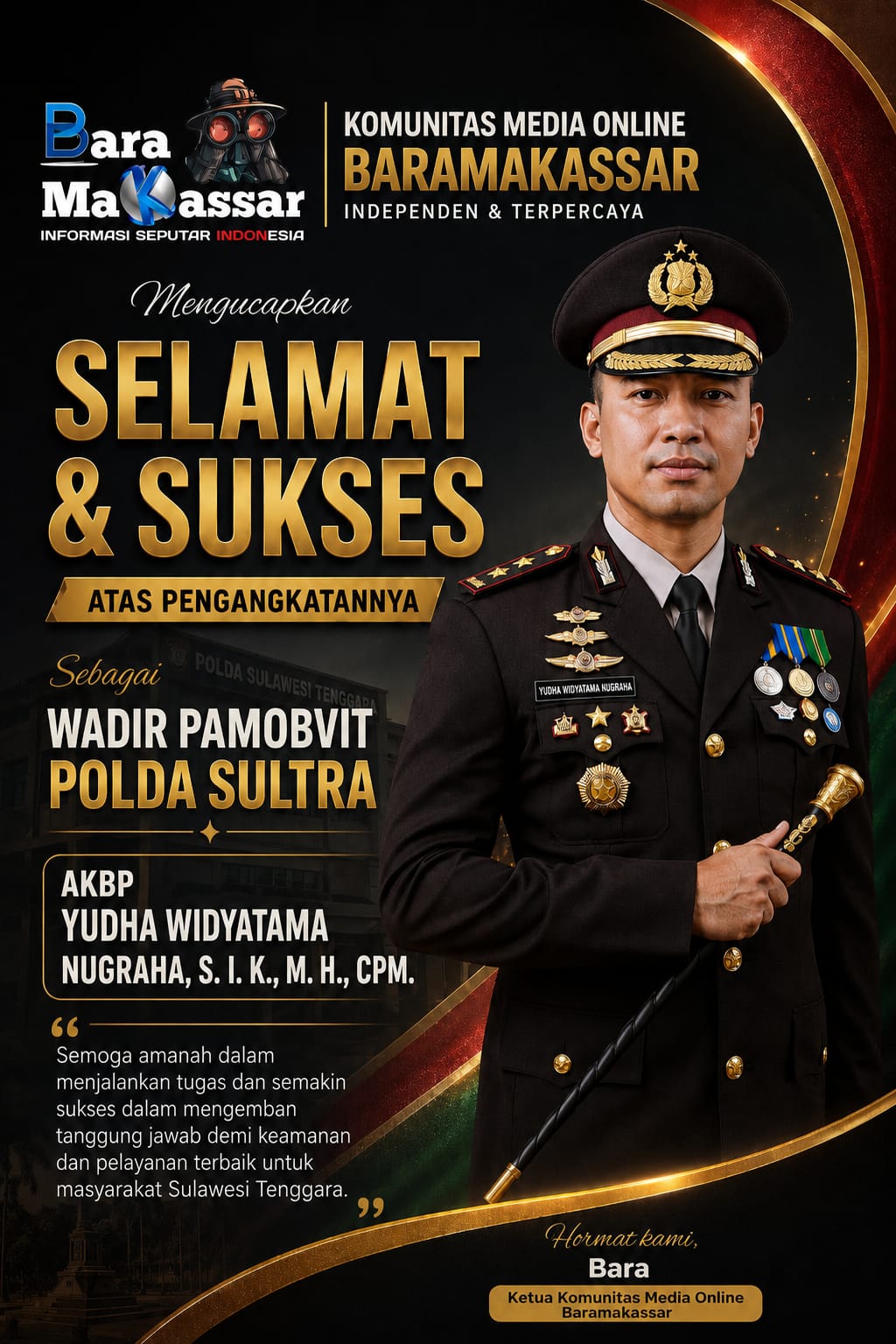 Kepercayaan Baru untuk AKBP Yudha, Kini Jabat Wadir Pamobvit Polda Sultra