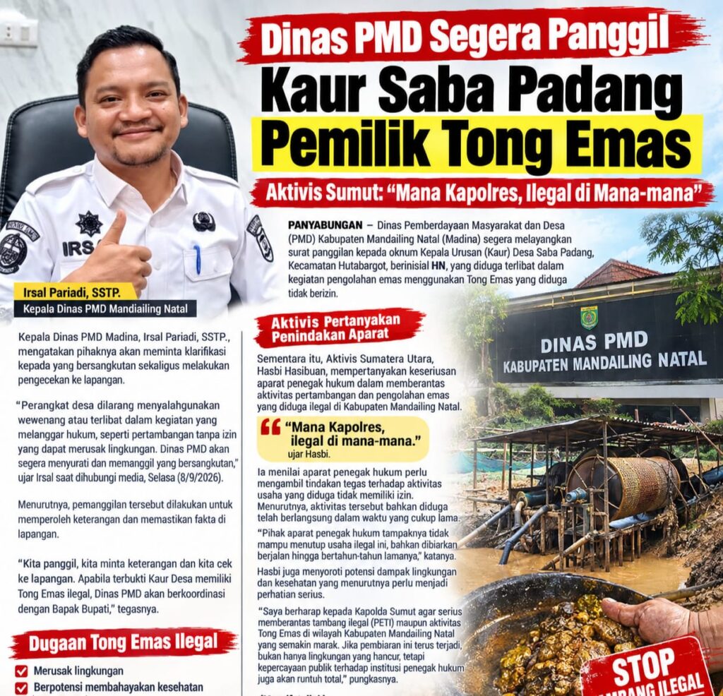 Dinas PMD Segera Layangkan Surat Panggilan ke Kaur Saba Padang Pemilik Tong Emas