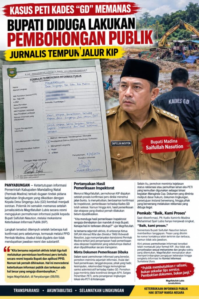 Kasus PETI Kades “GD” Memanas, Bupati Diduga Lakukan Pembohongan Publik; Jurnalis Tempuh Jalur KIP