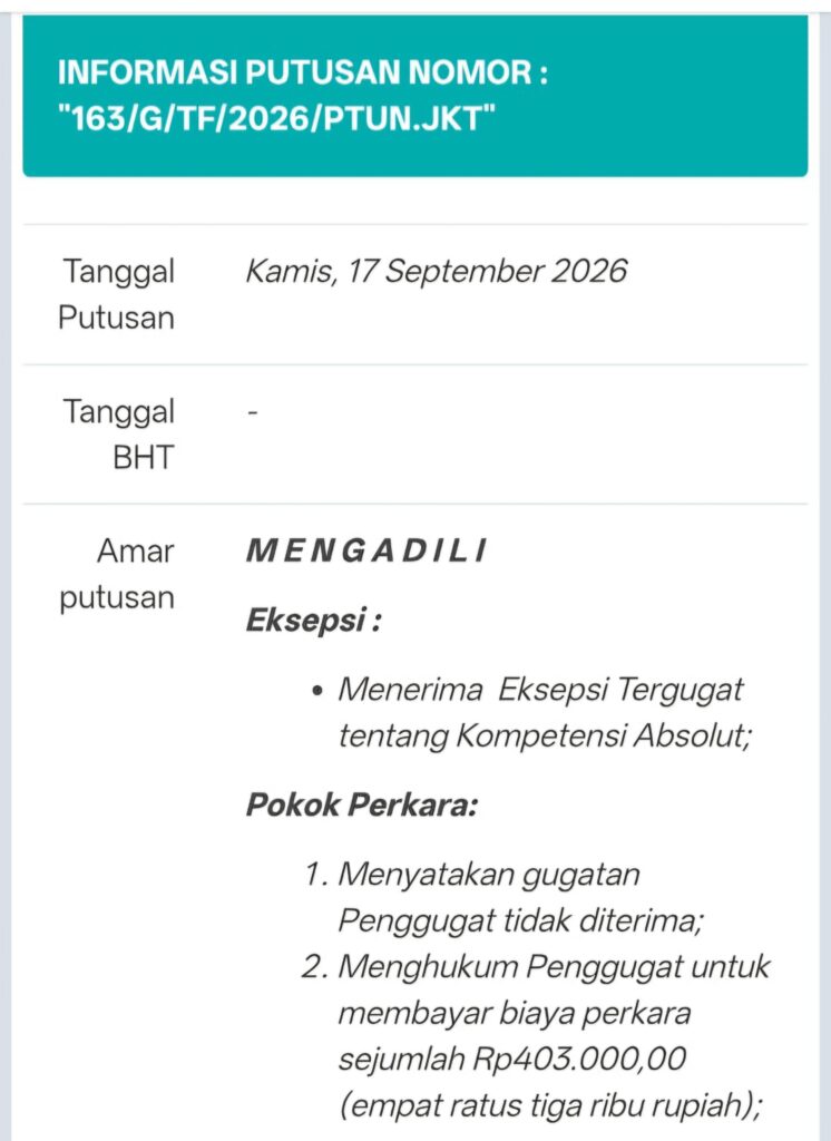 Gugatan Bagus Riszki Dinarwan Terhadap Menteri Hukum RI Dan PSHT Di Tolak PTUN Jakarta:Badan Hukum PSHT Sadari Awal Aman Sekarang Ya Amam