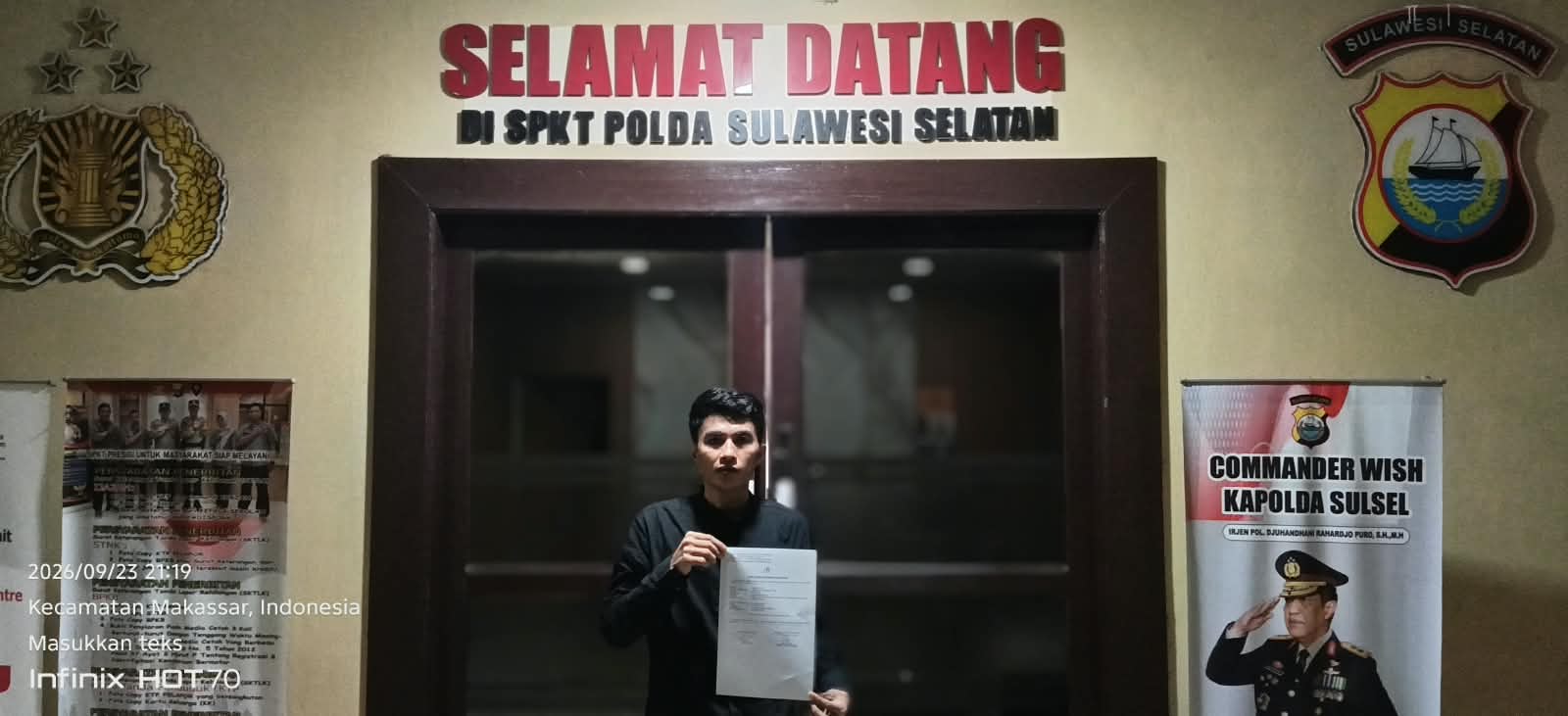KETUA KOALISI PEMUDA DAN MAHASISWA SULSEL RESMI LAPORKAN OKNUM MEDIA DARI INDEKS MEDIA BERINISIAL KAHAR ITING KE POLDA SULSEL.