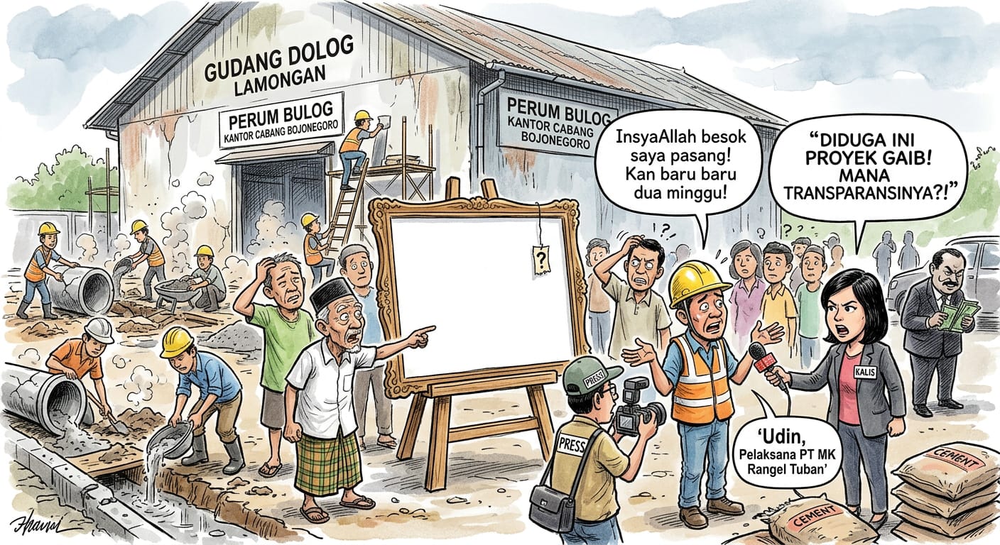 Gudang Bulog Lamongan Direnovasi Tanpa Papan Proyek, KALIS Soroti Dugaan Minim Transparansi