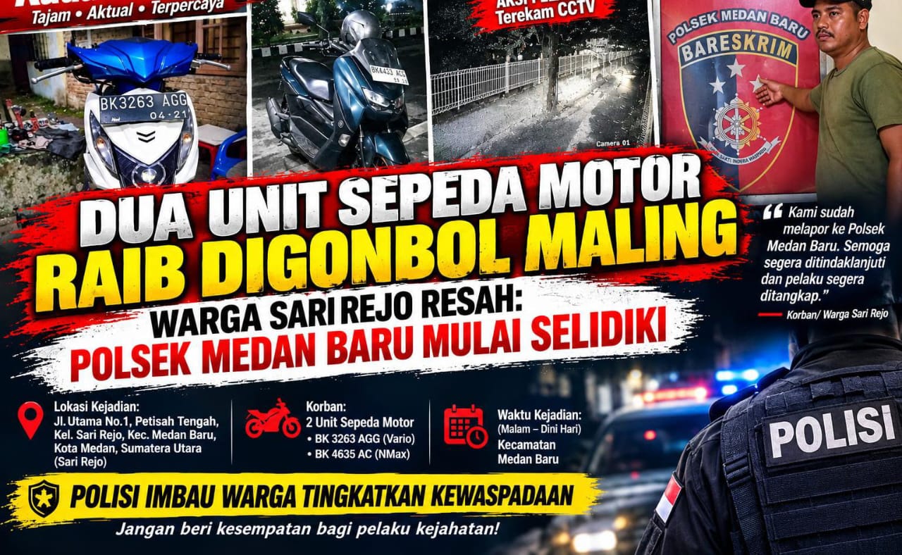 Pembobolan Rumah di Medan: Dua Motor Raib, Warga Minta Polisi Segera Ungkap Pelaku