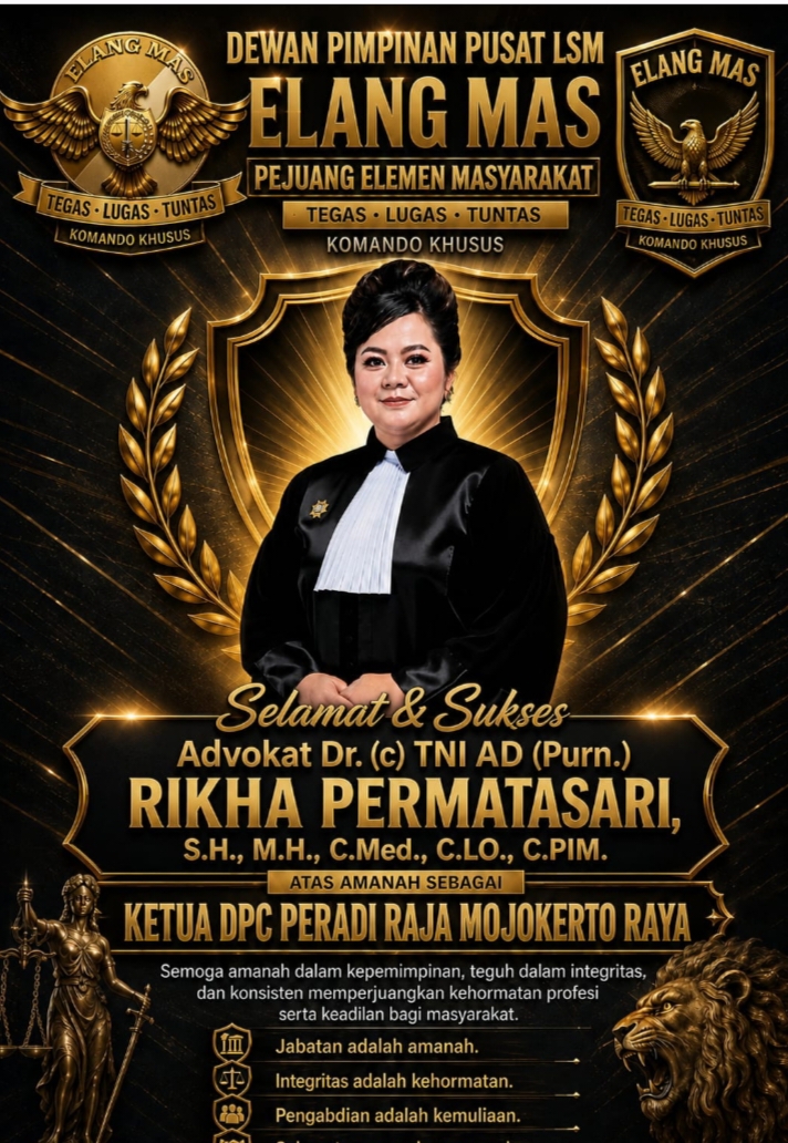 ADVOKAT RIKHA PERMATASARI DIDAULAT MENJADI KETUA DPC PERADI RAJA MOJOKERTO RAYA, SUMPAH SAD SATYA SRI SENA AKAN SELALU DIPEGANG TEGUH