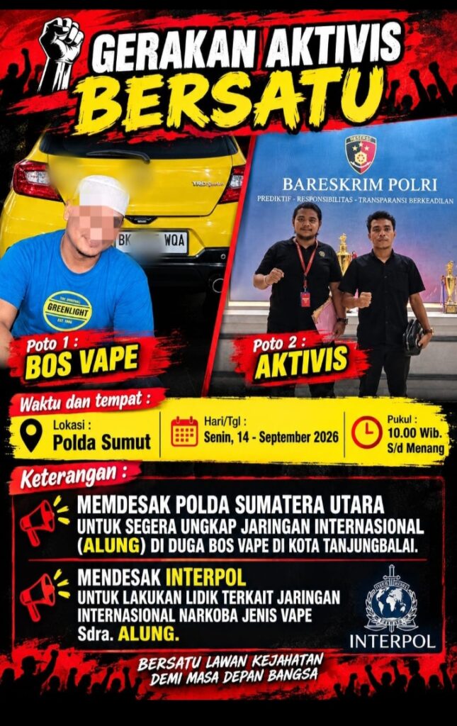 DARAH BIRU MASA DEPAN TERANCAM: GAB Desak Polda Sumut dan Interpol Libas Jaringan Internasional Vape “Getar” di Tanjungbalai