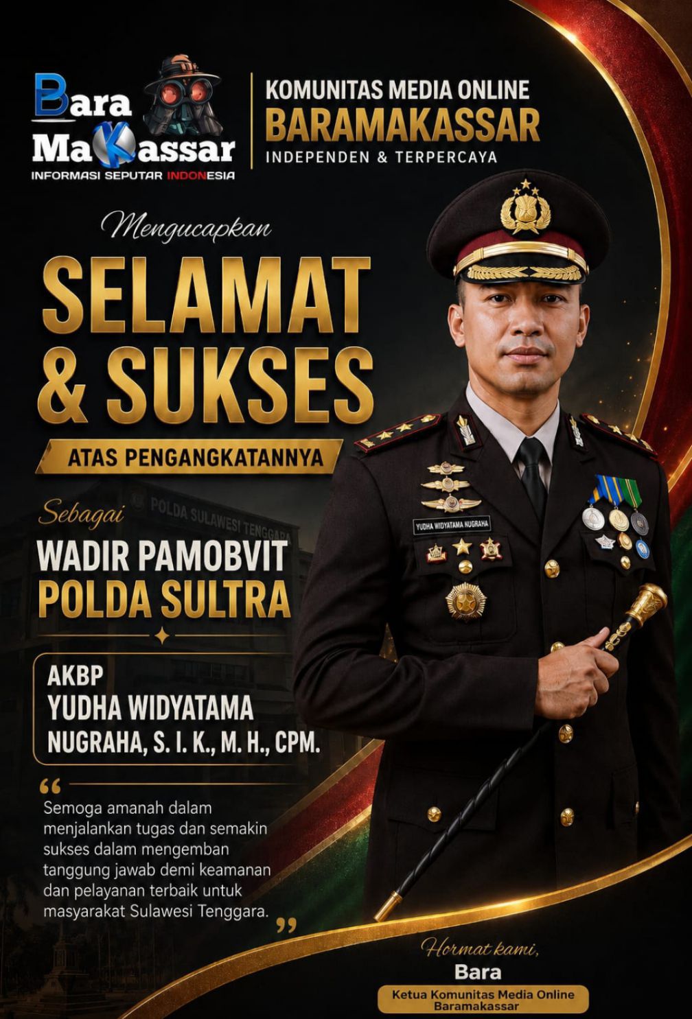 Kepercayaan Baru untuk AKBP Yudha, Kini Jabat Wadir Pamobvit Polda Sultra