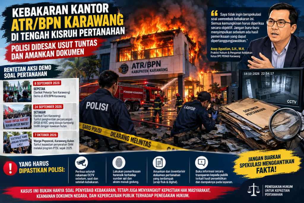 Lantai 2 Kantor BPN Karawang Hangus, Pengamanan Arsip dan Transparansi Penyelidikan Dipertanyakan