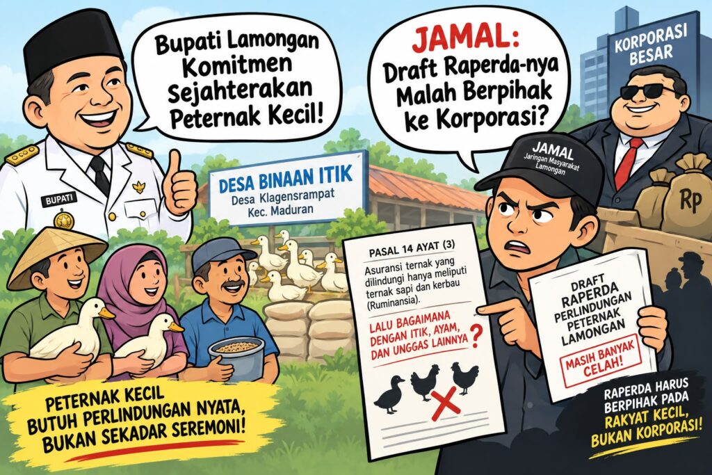Bupati Lamongan Komitmen Sejahterakan Peternak Kecil, JAMAL: Draft Raperda-nya Malah Berpihak ke Korporasi?