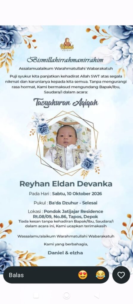 Tasyakuran Aqiqah Reyhan Eldan Devanka Berlangsung Khidmat, Diakhiri Doa untuk Keselamatan Dunia dan Akhirat