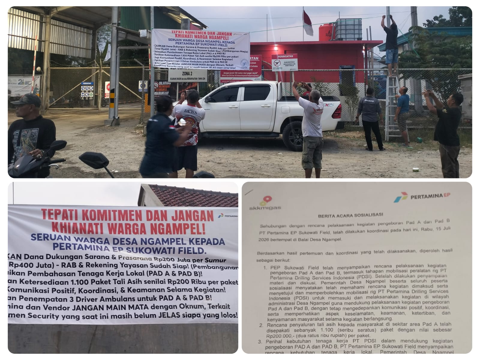 Demo Wargan Ngampel Di PT Pertamina EP Sukowati Kapas ,Bongkar Dugaan Jual Beli Rekrutmen