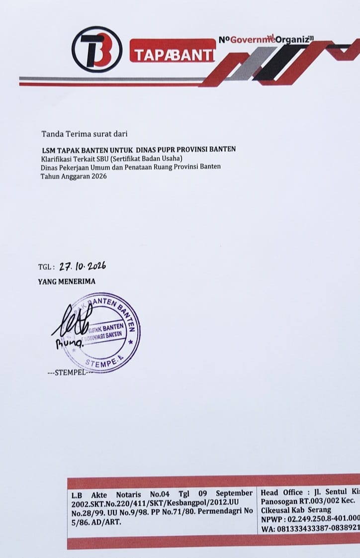 DIDUGA ADA KEJANGGALAN DALAM TENDER PROYEK PUPR BANTEN, LSM TAPAK BANTEN DESAK AUDIT DAN SIAP LAPOR KE KEJATI