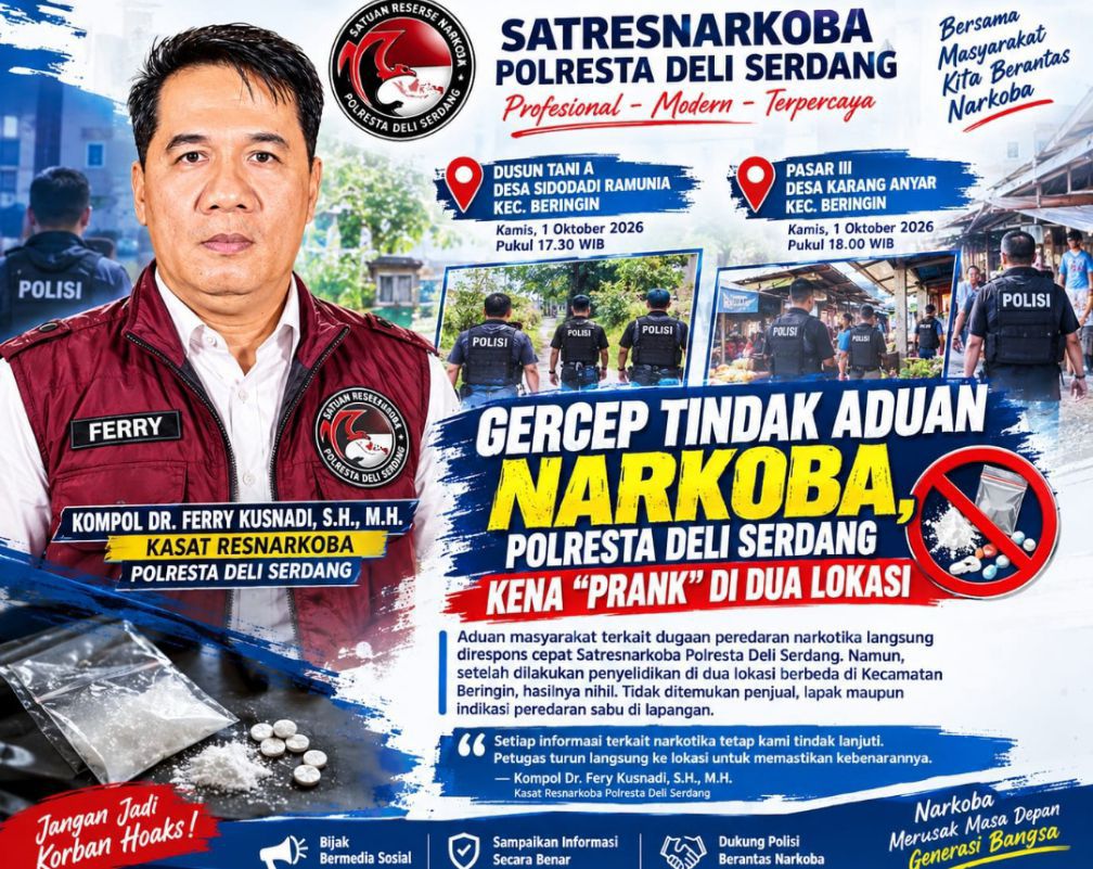 Gerak Cepat Satresnarkoba Polresta Deli Serdang Tindak Aduan Warga, Dua Lokasi Diduga Sarang Sabu Ternyata Nihil