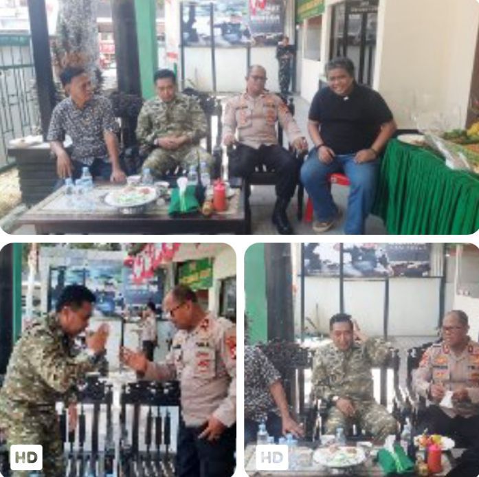 HUT ke – 81 TNI, Kapolsek Tamalate Sampaikan Ucapan Selamat ke Koramil 1408-09/Tamalate.
