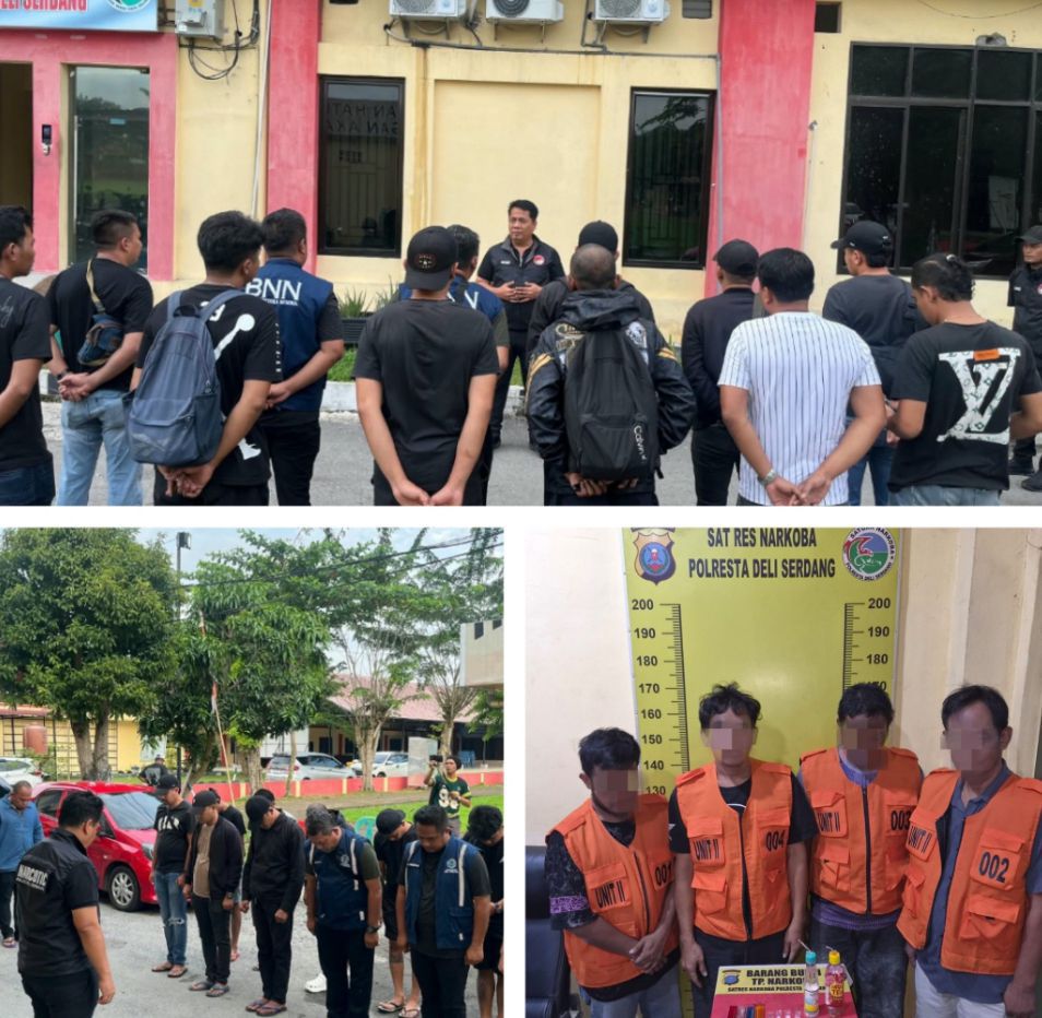 Gerebek Sarang Narkoba di Kualanamu! Satresnarkoba Polresta Deli Serdang Amankan 4 Pria, Sabu 0,61 Gram Disita